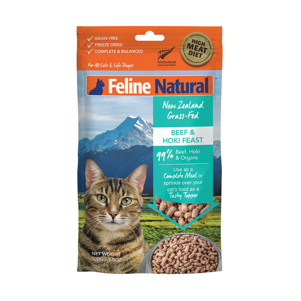 Feline Natural Freeze Dried Cat Food - Beef and Hoki Feast 100g