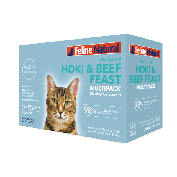 Feline Natural Hoki & Beef Multipack - 12 x 85g Pouches