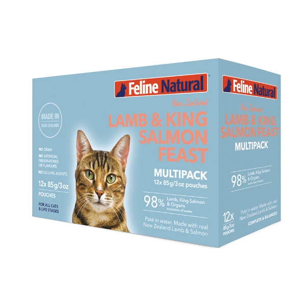 Feline Natural Lamb & King Salmon Multipack - 12 x 85g Pouches