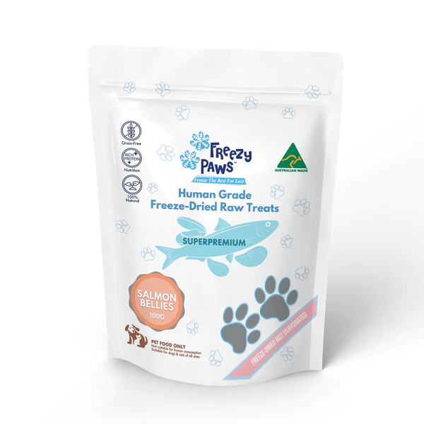 Freezy Paws - Superpremium Human Grade Freeze-Dried Salmon Belly Raw Treats 100g
