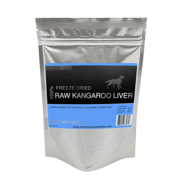 Freeze Dried Kangaroo Liver - Natural Australian Treats for dogs and cats 100g